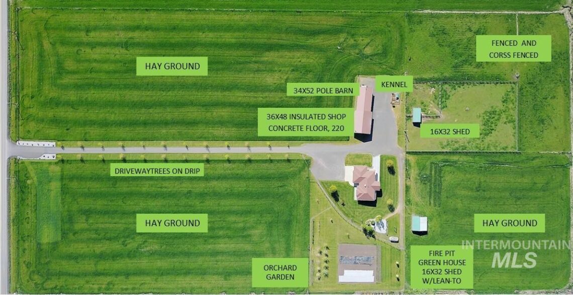 Aerial Layout of Central idaho property for sale from drone snapshot
